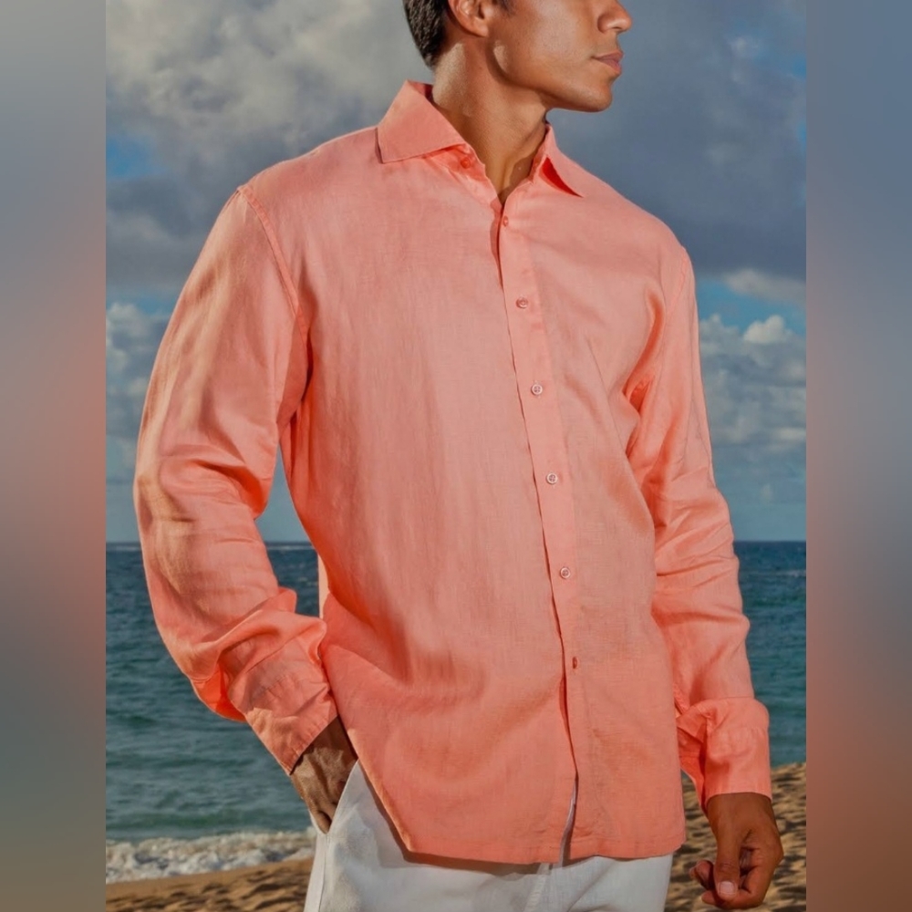 Bohio Men’s Long Sleeves Linen Shirts, Size 2XLarge.